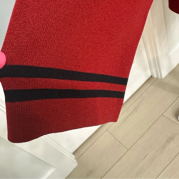 Misook Open Long Cardigan Burnt Red Black Stripe Detailing Quiet Luxury XXXL EUC - Picture 4 of 8